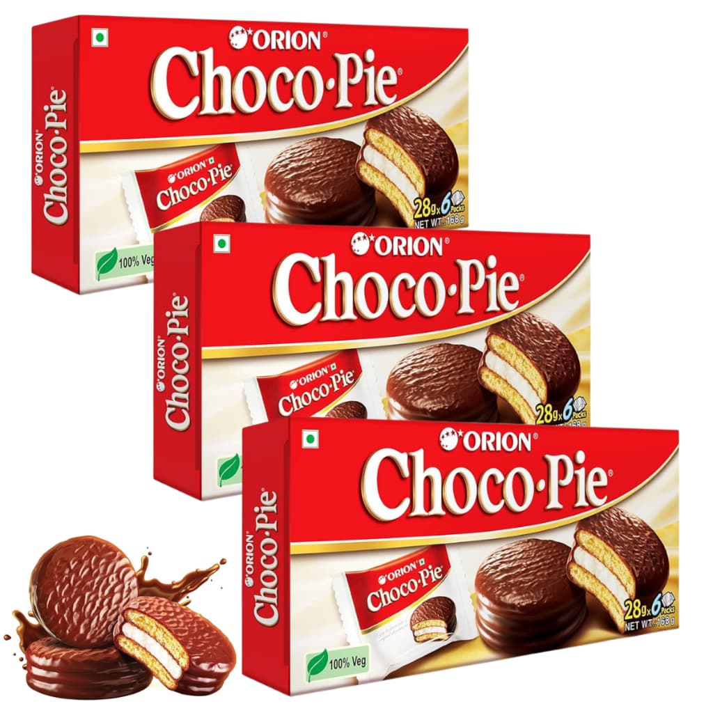 3 Alfajor De Chocolate Coreano Chocopie 168g - Lotte Importado