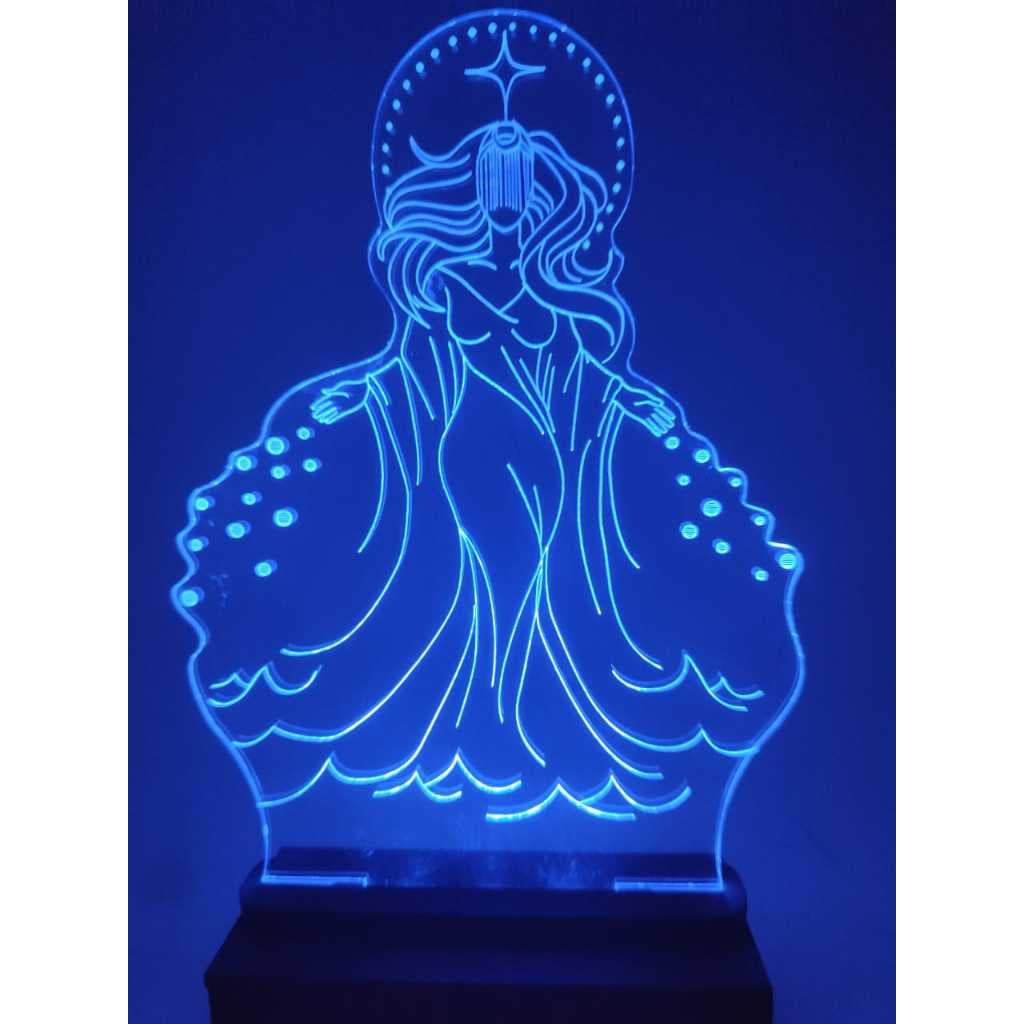 Luminária led Iemanjá rainha do mar led RGB 16 cores USB