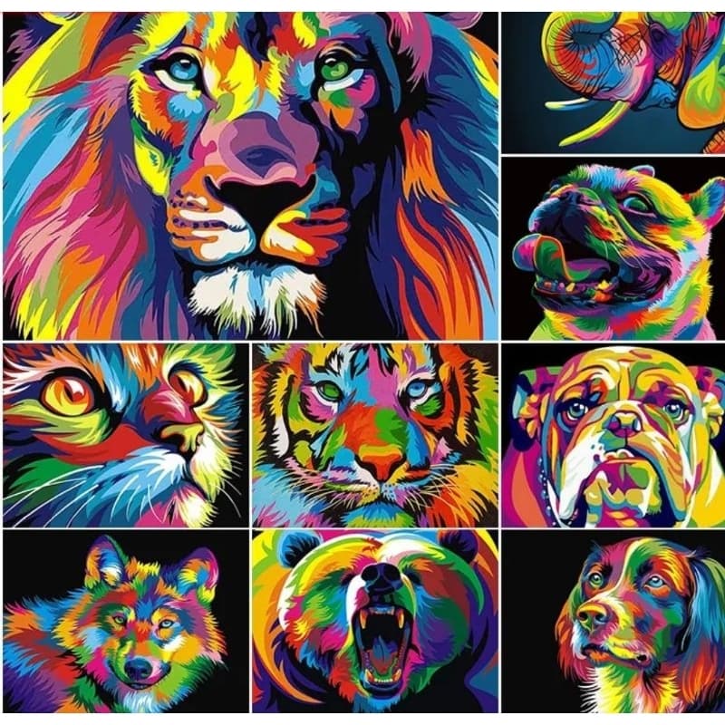 Kit Pintura de diamante Animais 5d Diamond Painting tamanho 30x40 cm