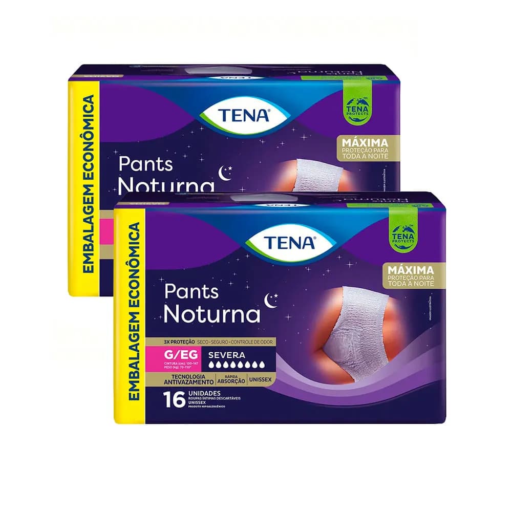 Kit 2 Pacotes Roupa Íntima Tena PANTS NOTURNA G/EG 16un cada - Total 32un