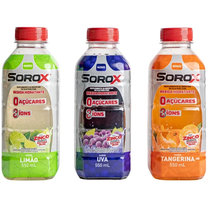 Kit 03 Sorox Sabor (Limão, Tangerina e Uva) de 550ml Cada