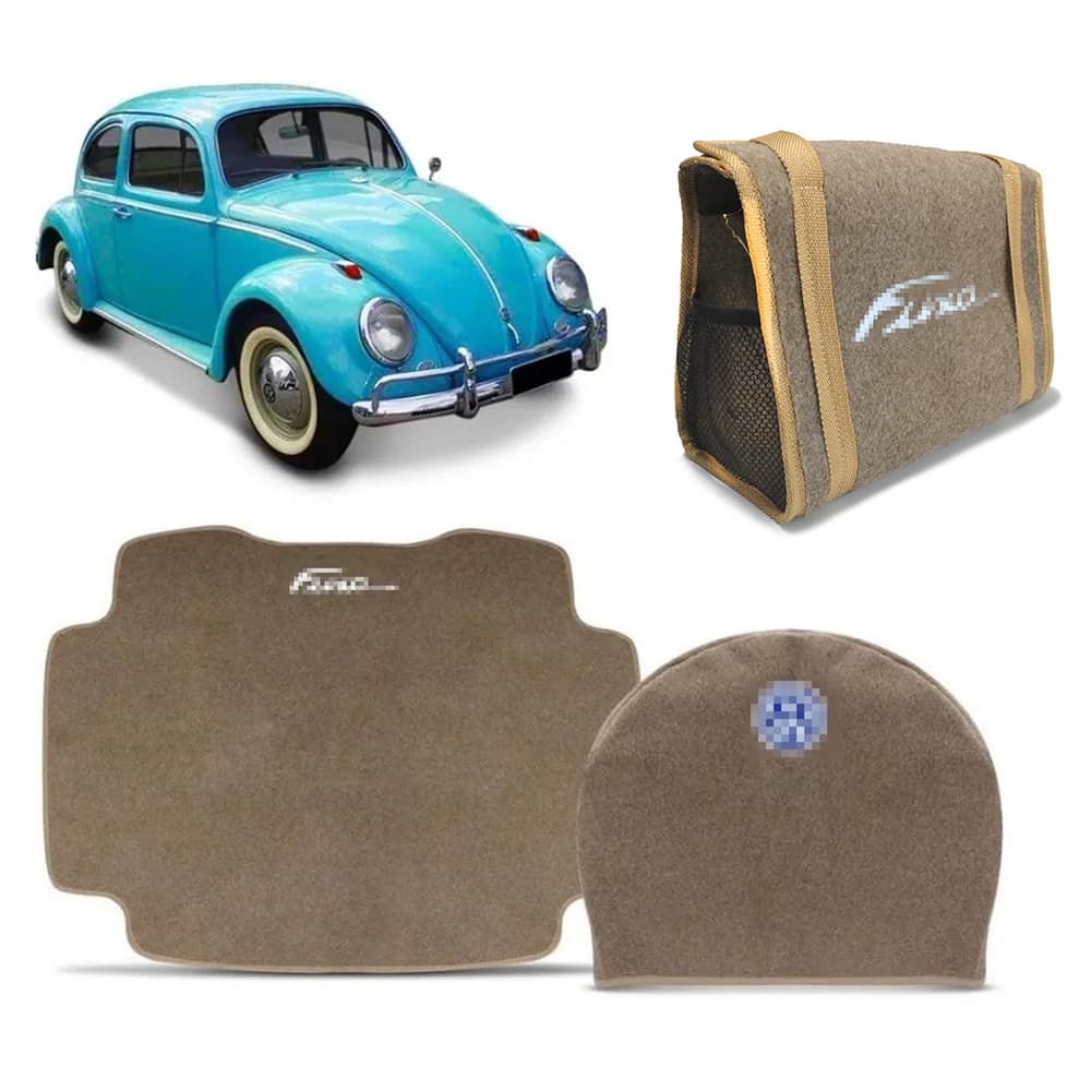 Tapete Capô de Porta Malas para Fusca 1959 a 1969 com Capa Estepe Automotivo e Bolsa Automotiva