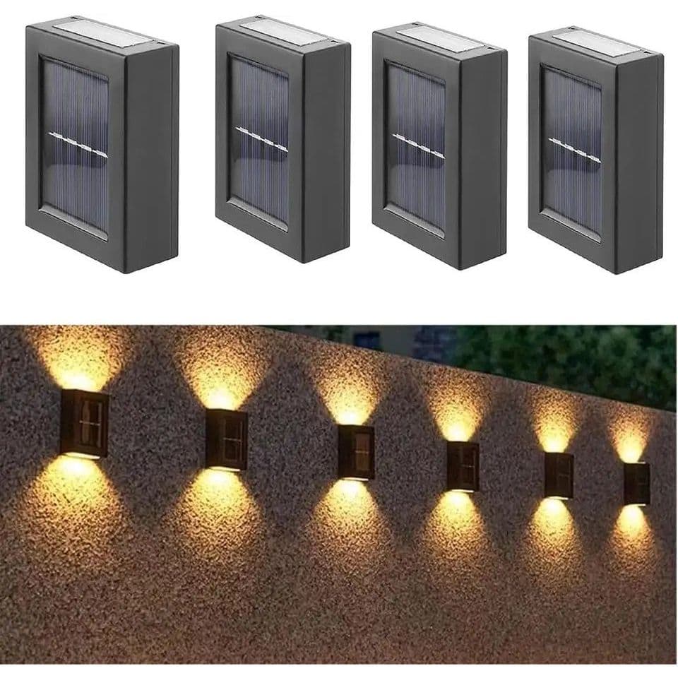 Luminária Solar 1-4 Uni Arandela LED Parede Externa IP65 Luz Escada Muro Jardim