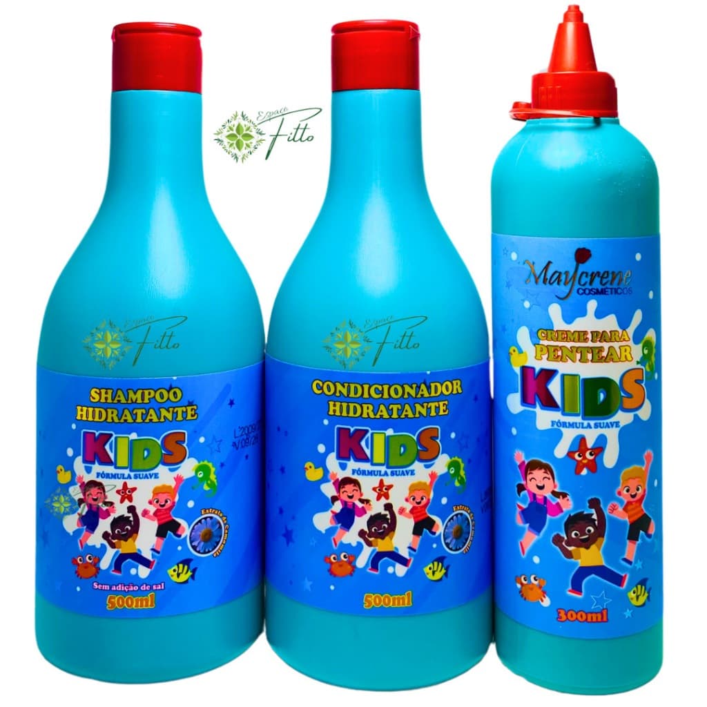 Kit Kids Hidratante (Shampoo 500ml + Condicionador 500ml + Creme de Pentear 300ml ) Maycrene