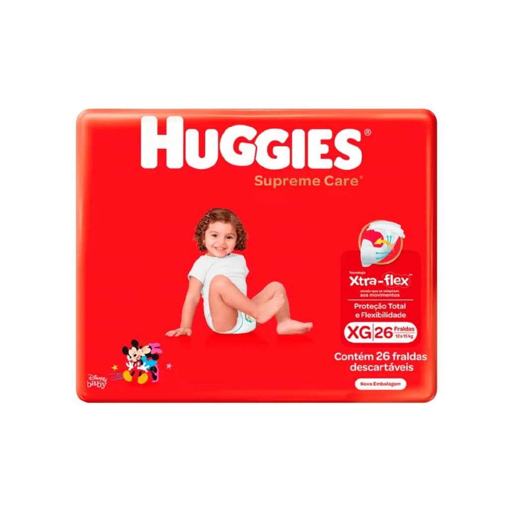 Fralda Huggies Supreme Care Disney Tripla Proteção Tamanho XG e M
