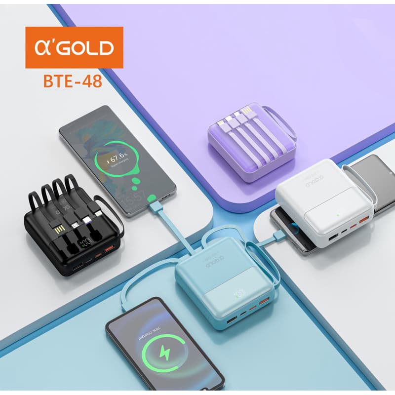 Carregador Portátil Power Bank 10.000 mah Com três Cabos Tipo C BTE-48 Carga Rápida