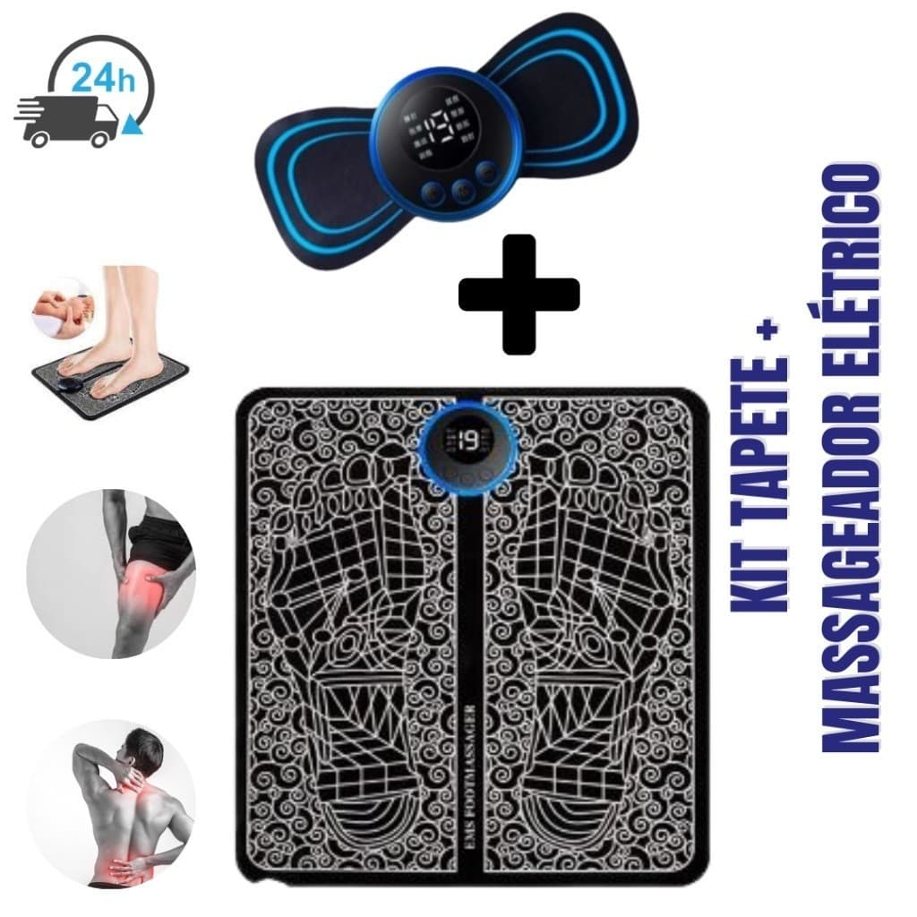 Kit Tapete + Mini Massageador Elétrico Dor Pés E Musculares - EMS