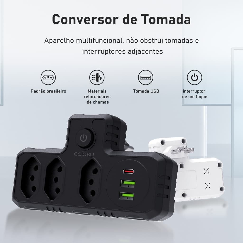 COIBEU Conector Extensão Portátil Universal Plug Carregador Rápido Usb Type-C