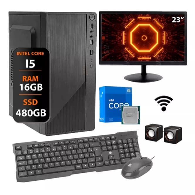 Computador Intel I5 Ssd 480gb 16gb Memória Ram Monitor 23