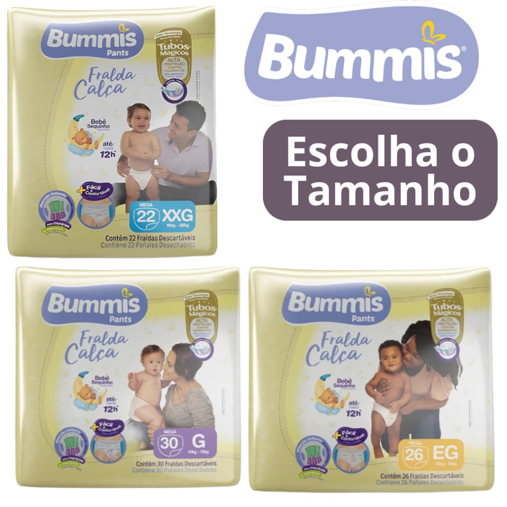 Fralda Calça Descartável Infantil Bummis Pants Mega Todos Tamanho Capricho