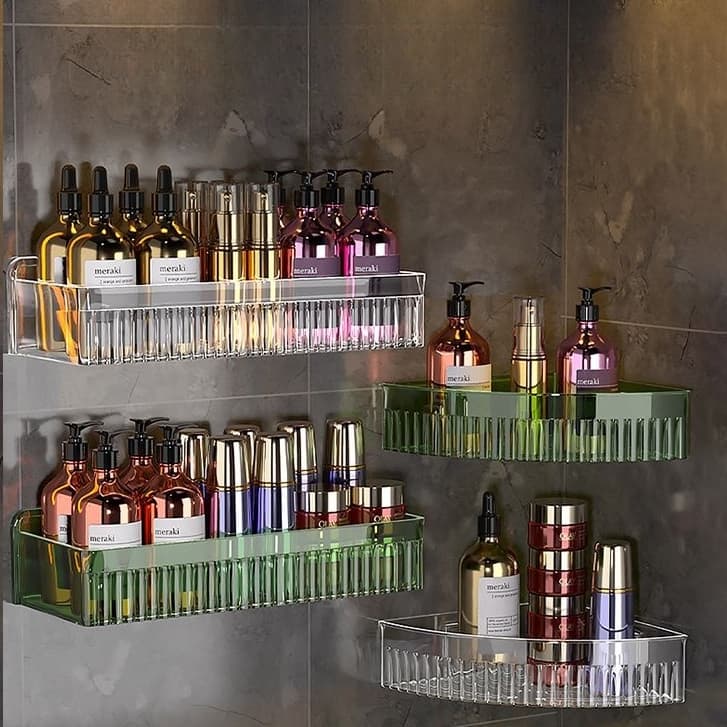Suportes Para Banheiro/Cozinha Porta Shampoo Com Adesivo Sem Furo Na Parede Acrílico