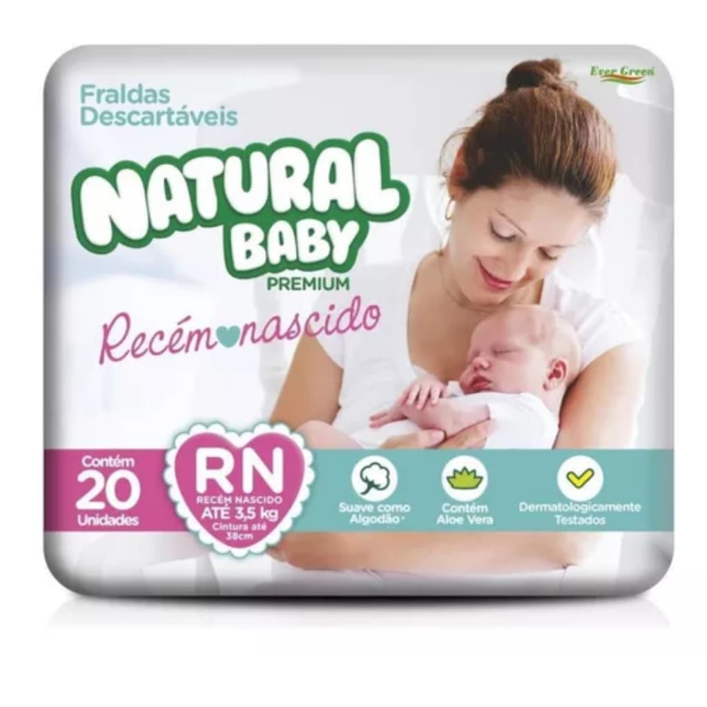 Fralda Descartável Infantil Natural Baby Premium – Tamanho RN (20 Unidades)