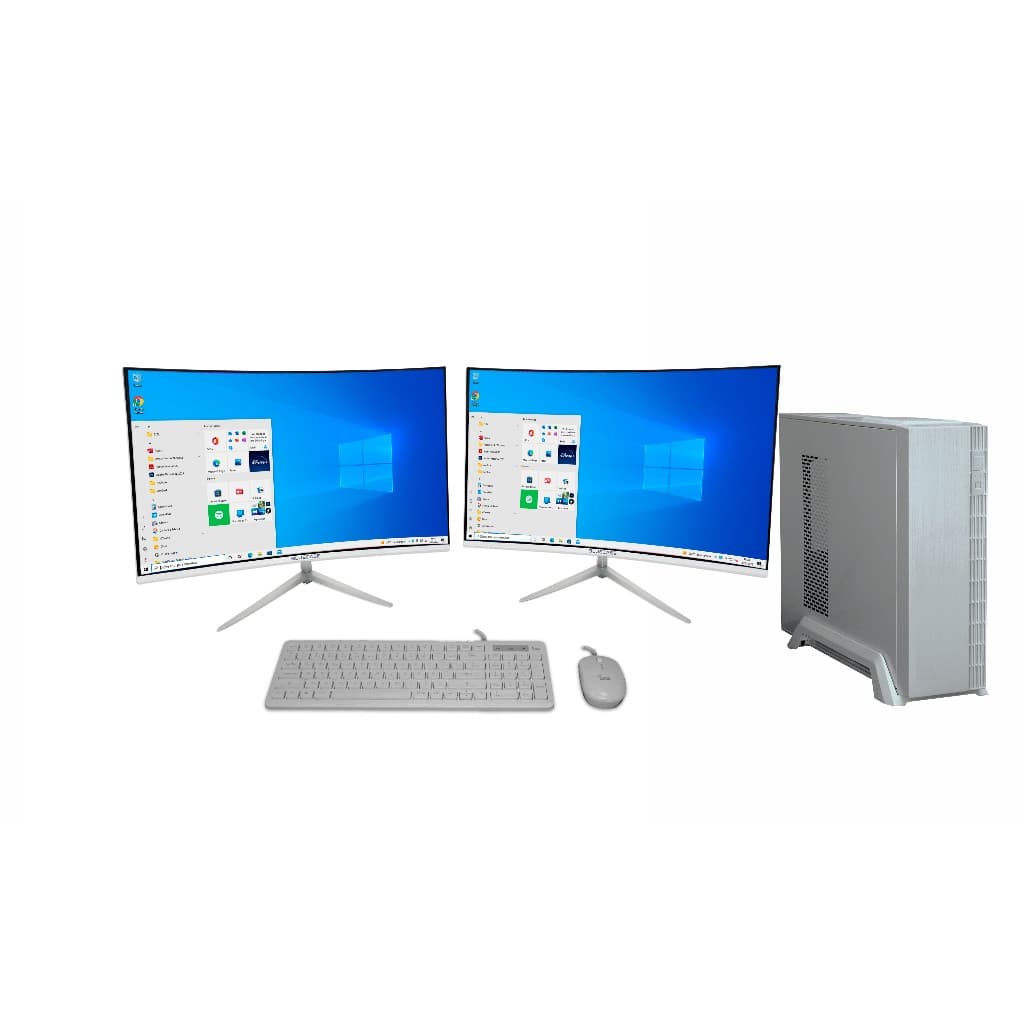 Computador Pc Slim Estação De Trabalho I5 8GB RAM SSD 240GB Wifi 2 Monitores 23" Branco Bivolt