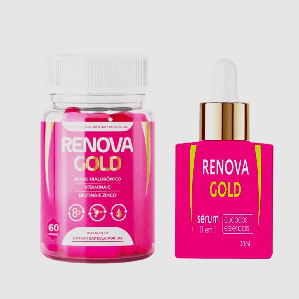 Renova Gold Serum + Suplemento em cáps Naturais Suplementos Renova Gold vitaminas e minerais Renova Gold em frasco 60 un