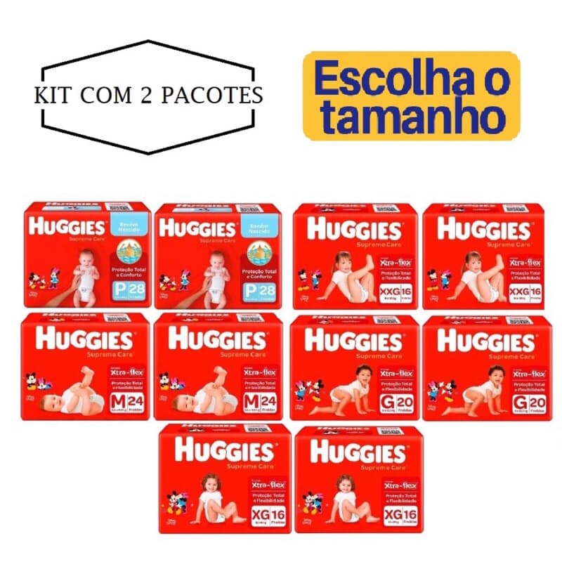 Kit com 2 Pacotes de Fralda Descartável Huggies Supreme Care infantil Huggies Supreme Care sabonete