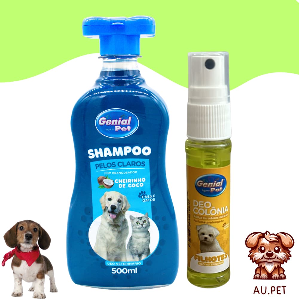 Shampoo Pet para Cães e Gatos Pelos Claros Genial Pet 500ml + Colônia 60ml