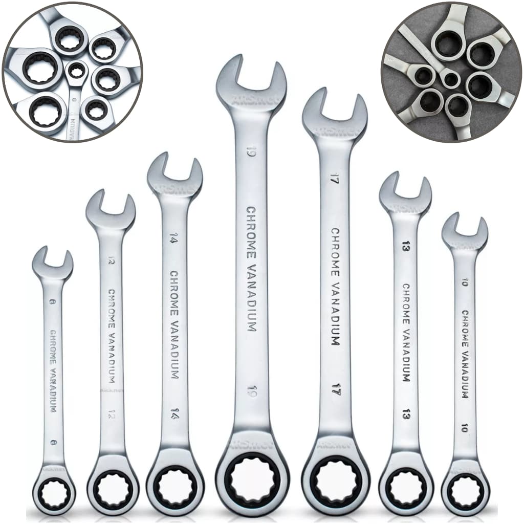 Kit Jogo De Chave Combinada Com Catraca Boca Estrela Profissional 8-19mm 7 Peças