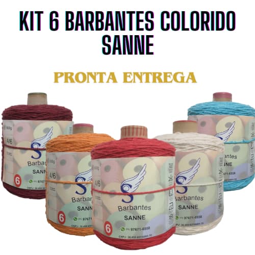 Barbantes Sanne para croche 6 fios 638g 85% Algodão 6 cores