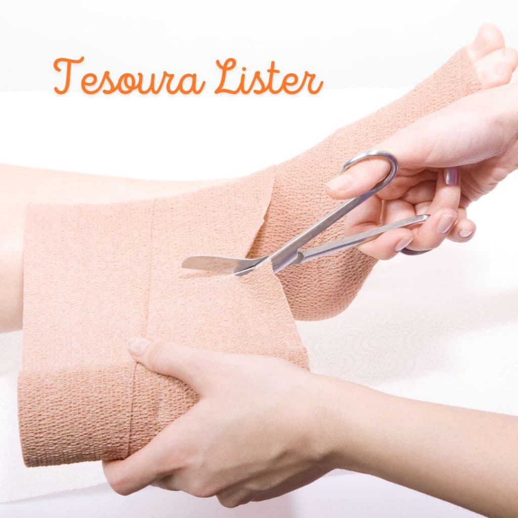 Tesoura Líster Aço Inox para Bandagem 15 cm kit primeiros socorros