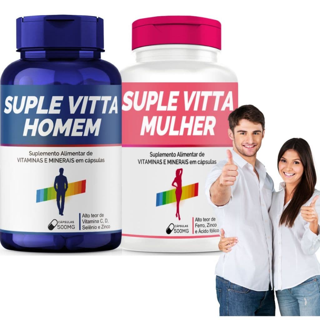 Kit homem e mulher: Complexo B, Vitamina C, Vitamina A e Mais para Homens e Mulheres!