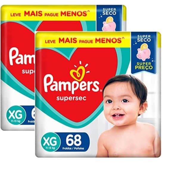 KIT 2 Fralda Pampers Supersec XG 68 Unidades
