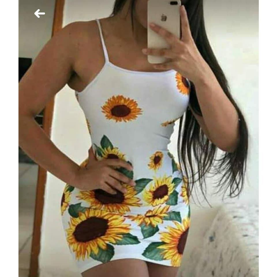 vestido de alcinha girassol  suplex digital TAMANHO ÚNICO