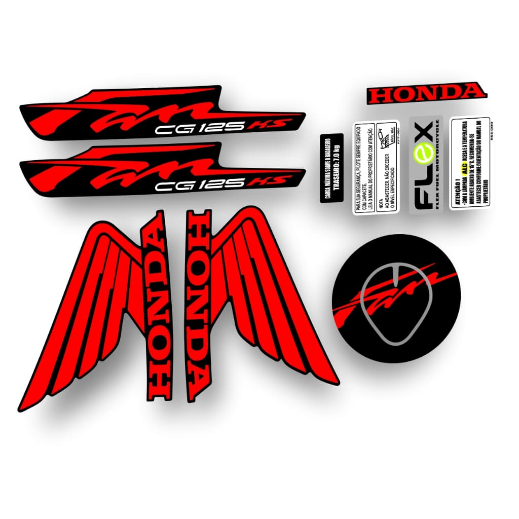 Adesivo moto Compatível  Fan 125 ks moto preta / vermelho / amarelo