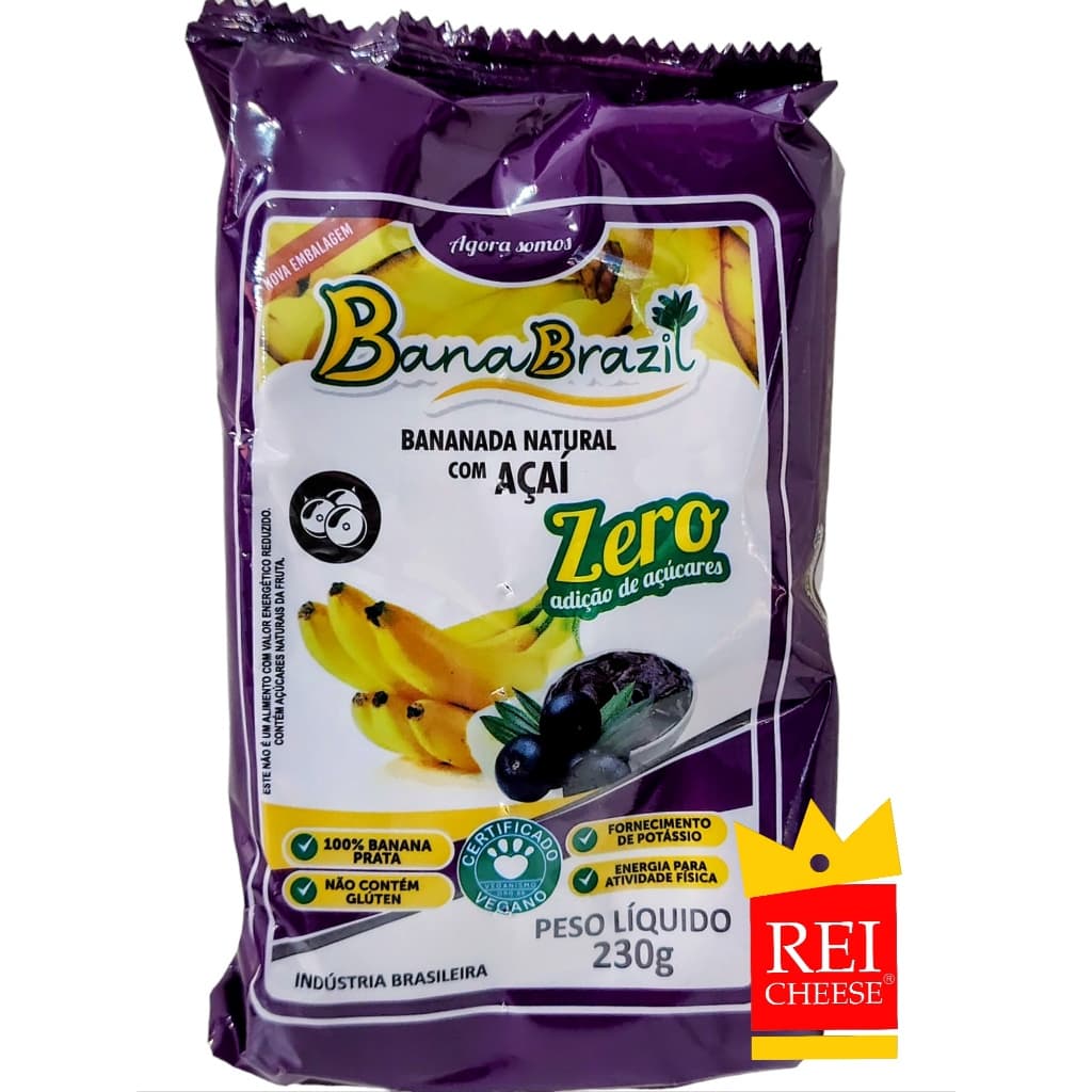 Bananada Energética açaí zero açúcar Banabrazil kit com 2 pacotes