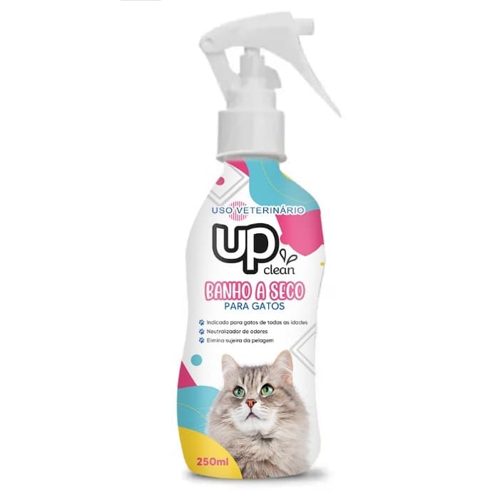 Banho a Seco para Gatos 300ml Banho a Seco Gato Shampoo a Seco Gato Filhote e Adulto Higiene Pet UP Clean