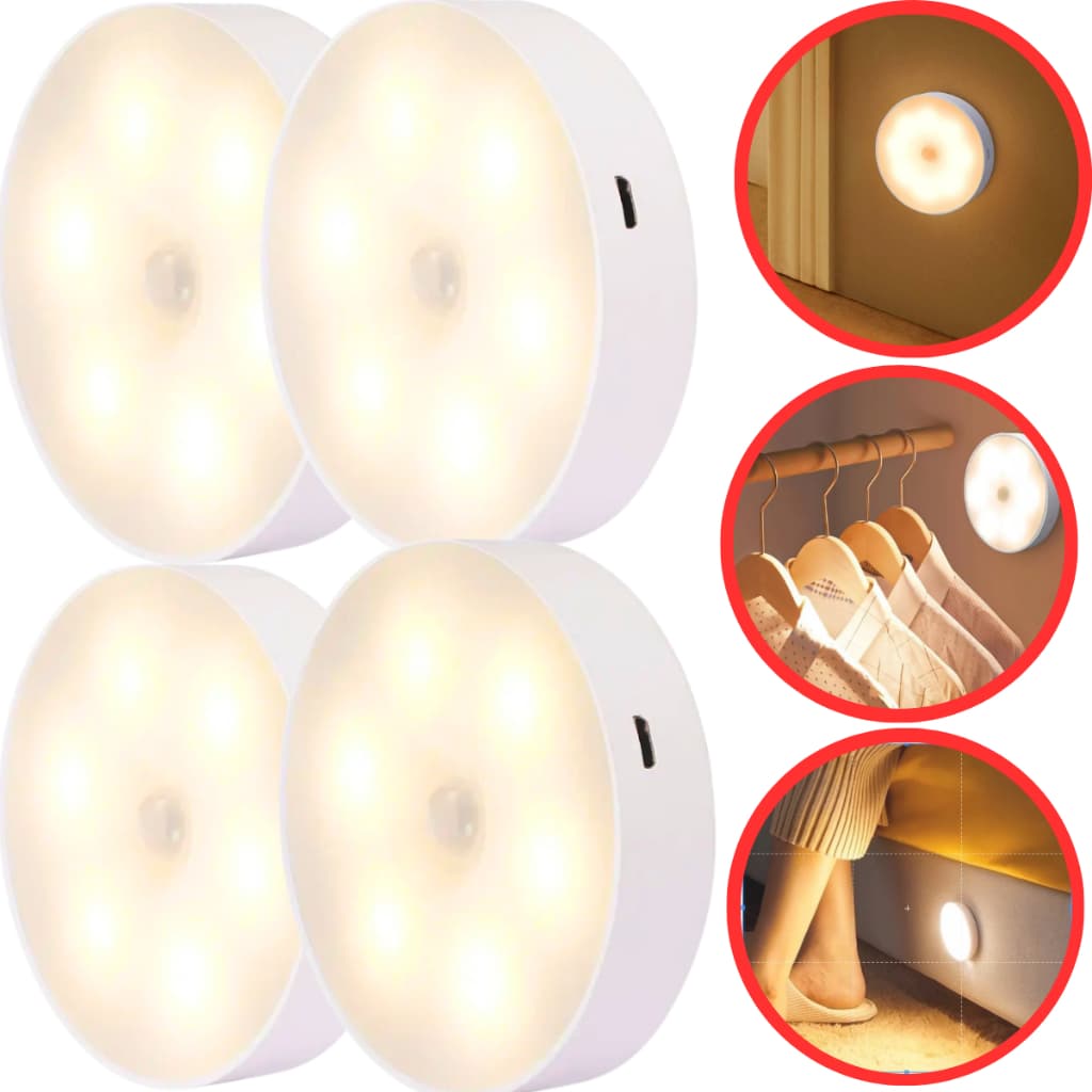 Kit 3/4/6 Luminárias Lâmpada Led Recarregável Sensor De Presença
