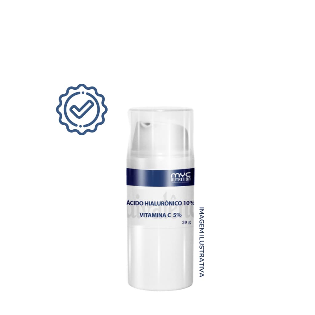 Ácido Hialurônico 10% + Vitamina C 5% Gel Creme Facial 30g | Hidratante Anti-Idade Clareador Pele Radiante
