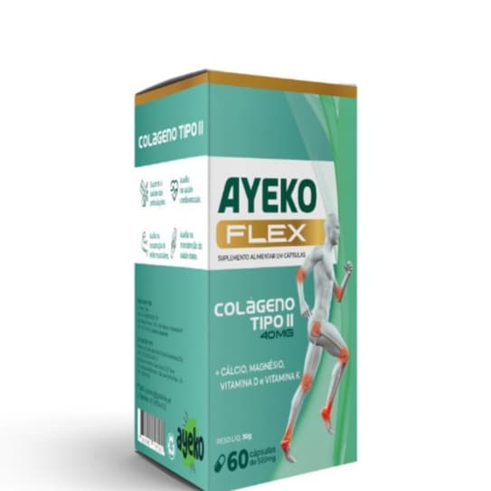 AyekoFlex 60caps (Colágeno Tipo 2 + Cálcio + Magnésio + Vitamina D3 + Vitamina K2)