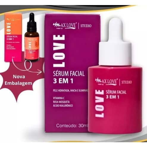 Serum Facial 3 em 1 max love - Rosa Mosqueta  Vitamina C  Ácido Hialurônico