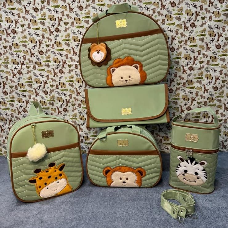 Kit safari Luxo, Bolsa safari com Caramelo 05 peças, Kit Menino-Menina