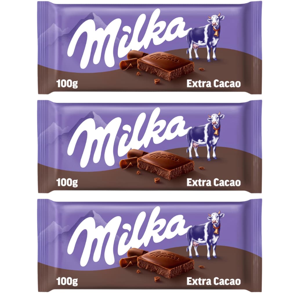 3 Chocolate Milka Dark Extra Cocoa 90g - Importado