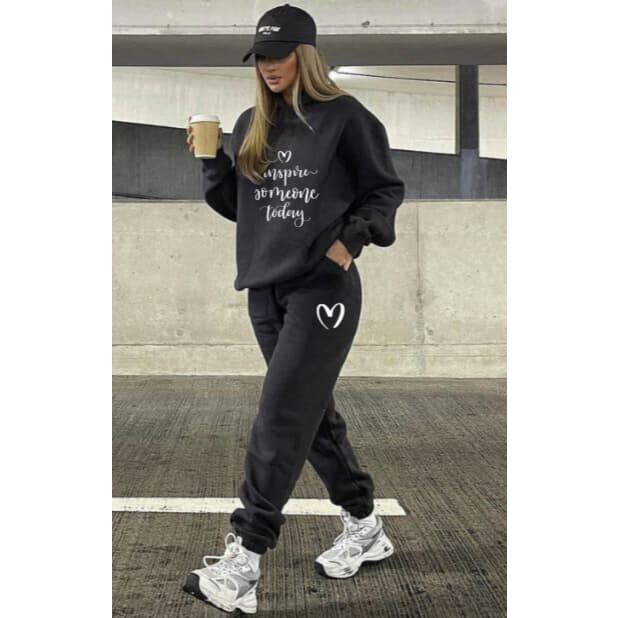 Conjunto Feminino de Moletom Estiloso Oversized Nova Tendência Inverno