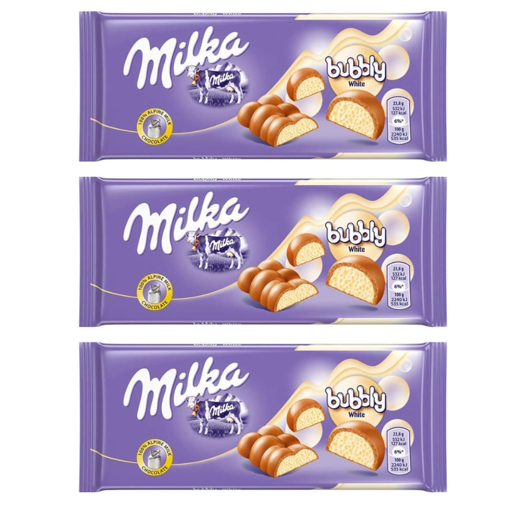 3 Chocolate Milka Bubbly White Importado Da Polônia 95g