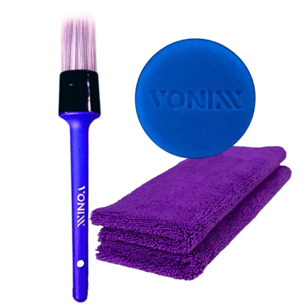 Kit de limpeza Vonixx pincel toalha aplicador lavagem moto carro roda banco polimento automotivo honda GM BYD interno porta teto brilho