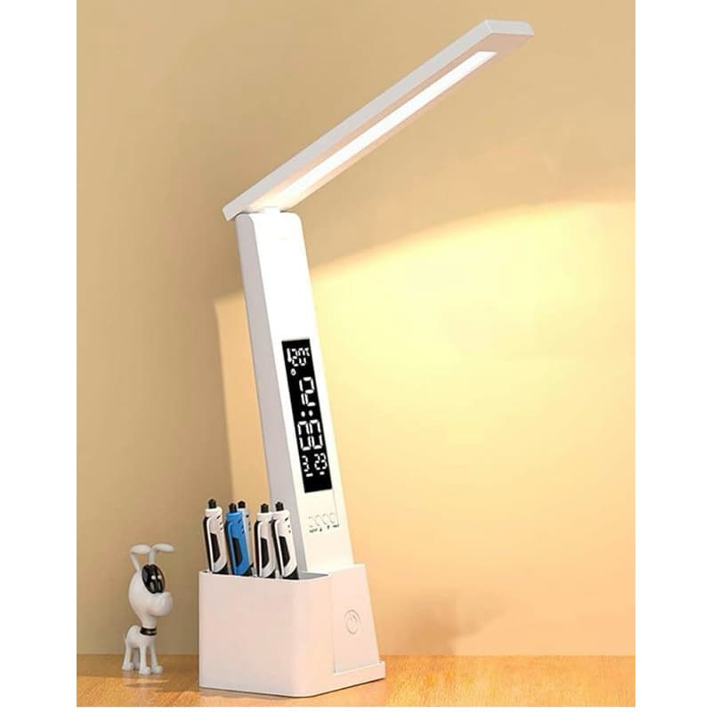 Luminaria de Mesa sem fio recarregavel usb -  abajur led Quarto Escritório Cor da cúpula Branco- luminária de touch com relógio - luminaria para manicure lasch design escritório estudos articulada