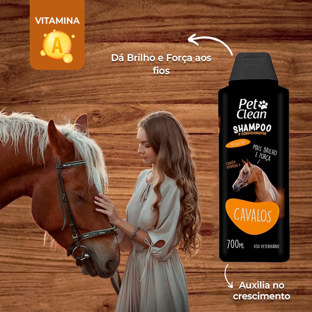 Shampoo para Crescer Cabelos e Pelos de Cavalos Equinos com Vitamina A 700mL - Pet Clean
