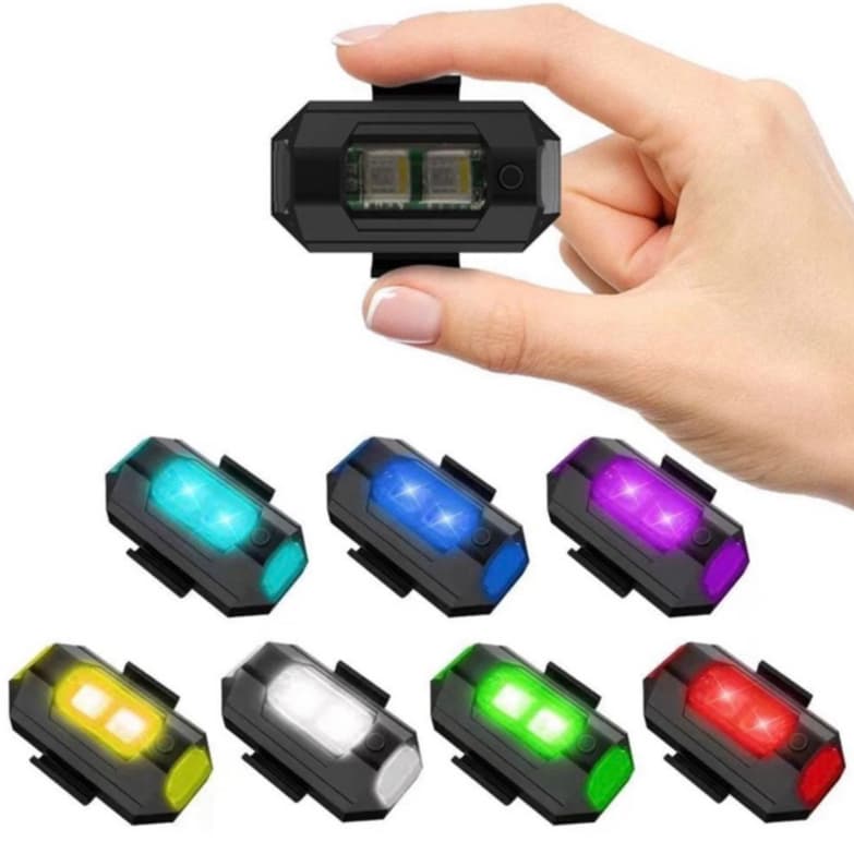 Luz Anticolisão Para Motocicletas E Drones Iluminação Estroboscópica De Aviso Em Led Com 7 Cores