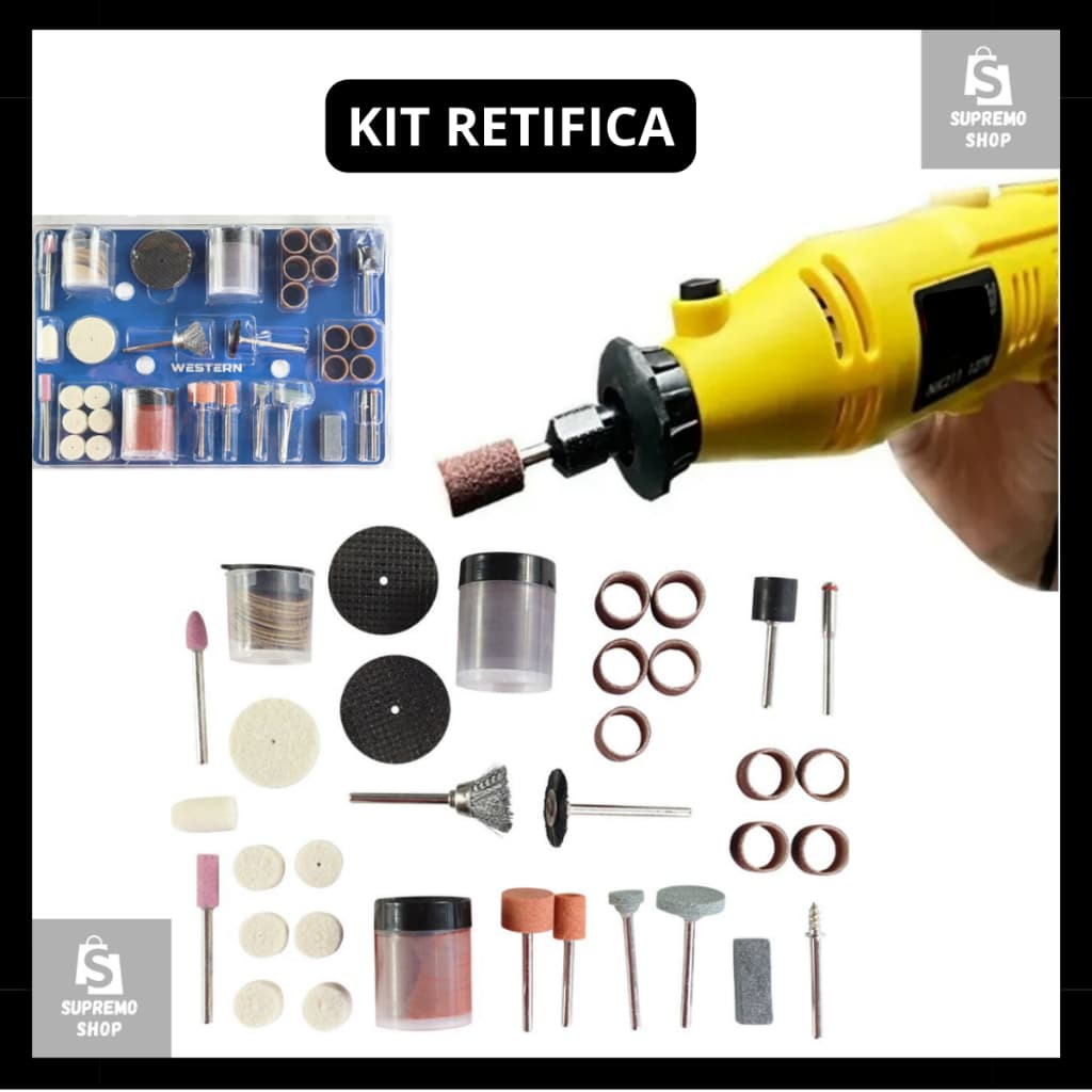 Kit Retífica Acessórios 105 Peças Rebolo Retifica Lixa Retifica Kit Completo