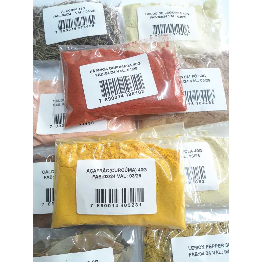 Kit com 10 Sachês de Temperos e Condimentos