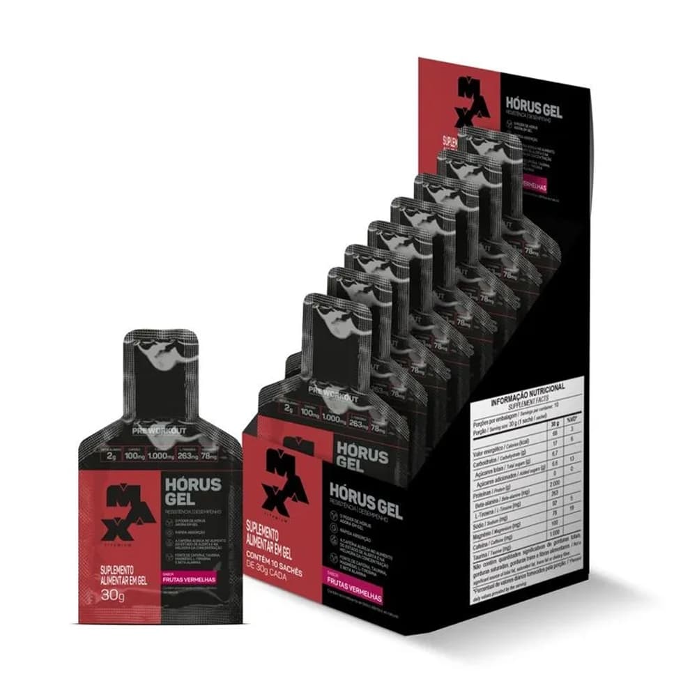 Pré Treino Horus Gel - Display com 10 Sachês de 30g - Max Titanium