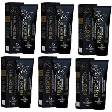 Kit 6 Pomadas Fisiofort+ Premium 150g Massageadora Relaxante Corporal Alívio Muscular