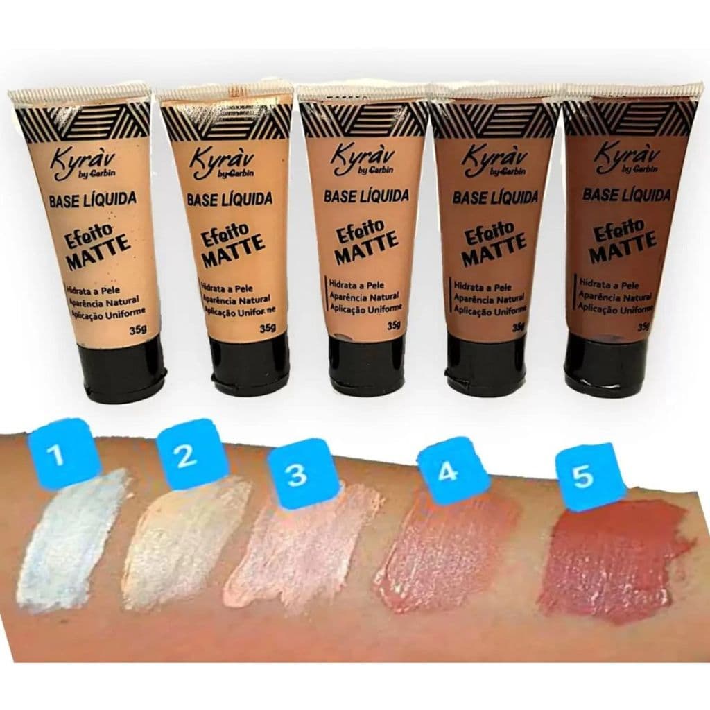 Base Líquida Efeito Matte  Kyráv Kit 5 unidades