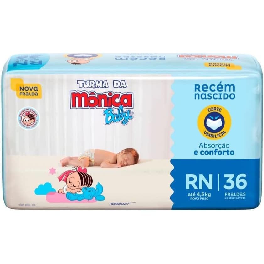 Fralda Turma da Mônica Baby Recém Nascido - Escolha a quantidade
