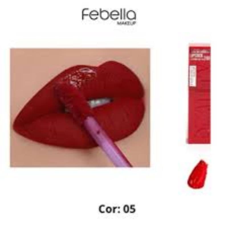 Batom Líquido Matte Beauty Febella BM40211 24h batom gloss moda feminina maquiagem tendência