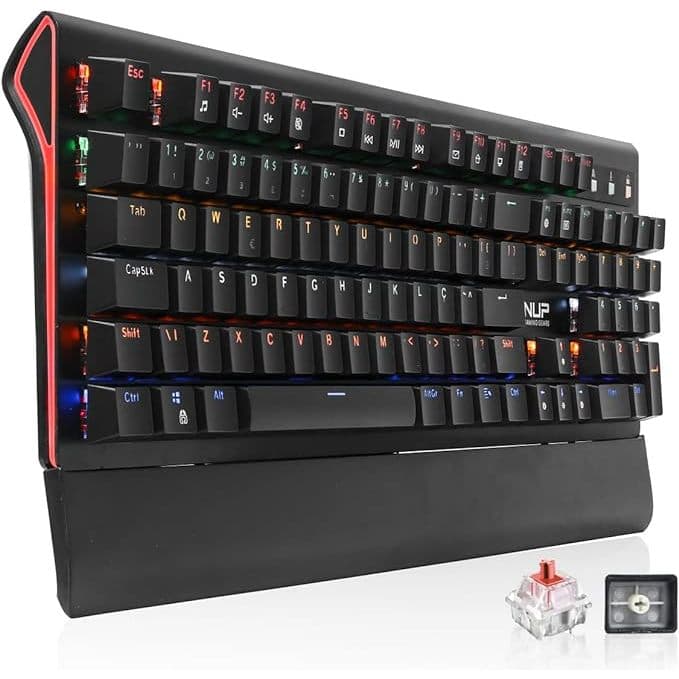 Teclado Mecânico Switch Red Led Rgb Rainbow 12 Funções Multimídia Anti Ghosting Abnt2