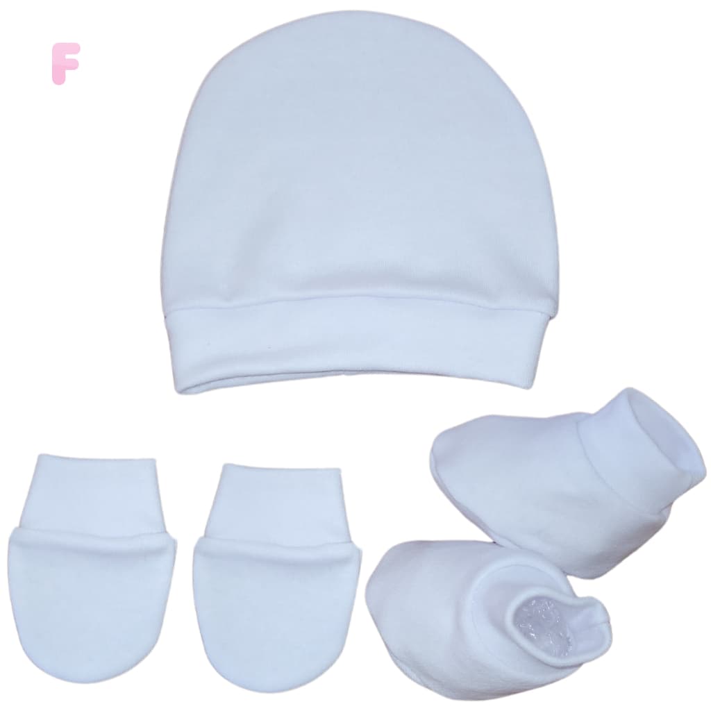 Kit Enxoval Bebê Luva Touca Sapato Recém Nascido Confortável Macio Anti Alérgico 100% Algodão Baby